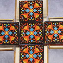 Load image into Gallery viewer, Tile &amp; Tin Christian Cross: Warm Southwest Colors
