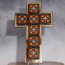 Load image into Gallery viewer, Tile &amp; Tin Christian Cross: Warm Southwest Colors
