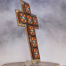 Load image into Gallery viewer, Tile &amp; Tin Christian Cross: Warm Southwest Colors
