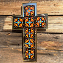 Load image into Gallery viewer, Tile &amp; Tin Christian Cross: Warm Southwest Colors
