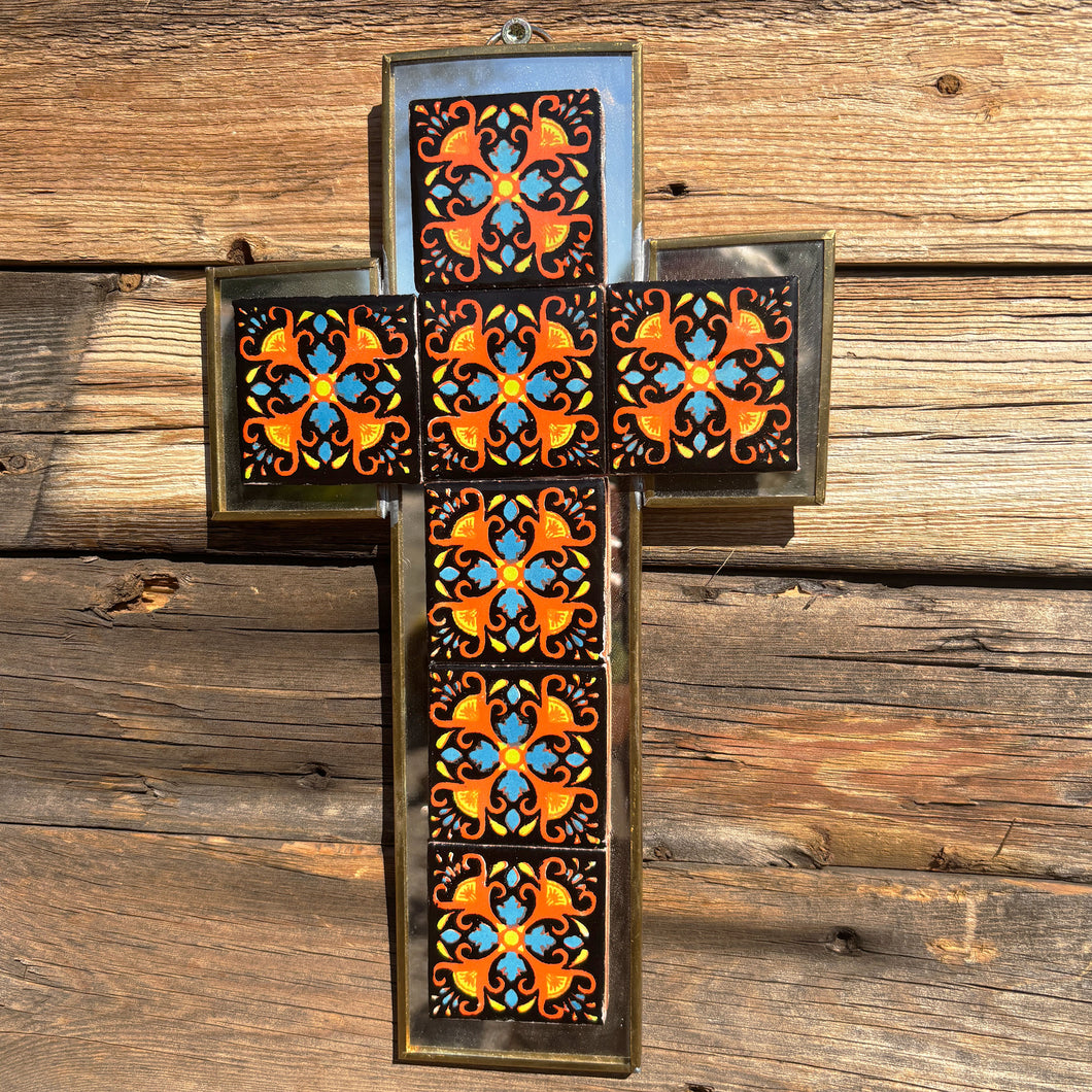 Tile & Tin Christian Cross: Warm Southwest Colors