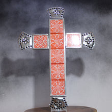 Load image into Gallery viewer, Tile &amp; Tin Christian Cross: Orange-Red Southwest Palette
