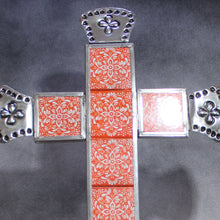 Load image into Gallery viewer, Tile &amp; Tin Christian Cross: Orange-Red Southwest Palette
