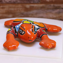 Load image into Gallery viewer, Orange Talavera Wall Frog - Mexican Folk Art Pottery/Ceramics
