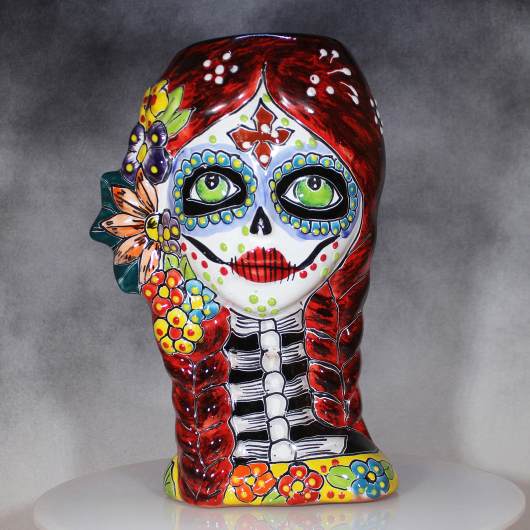 Talavera Mexican Pottery Green Eyed Maiden 