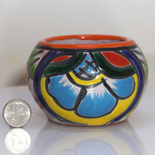 Load image into Gallery viewer, Miniature Talavera Flower Pottery | Bright Colors on White | Mexico Folk Art SW Floral Design

