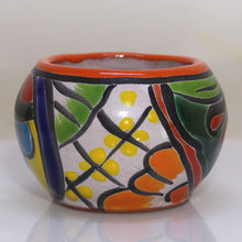 Load image into Gallery viewer, Miniature Talavera Flower Pottery | Bright Colors on White | Mexico Folk Art SW Floral Design

