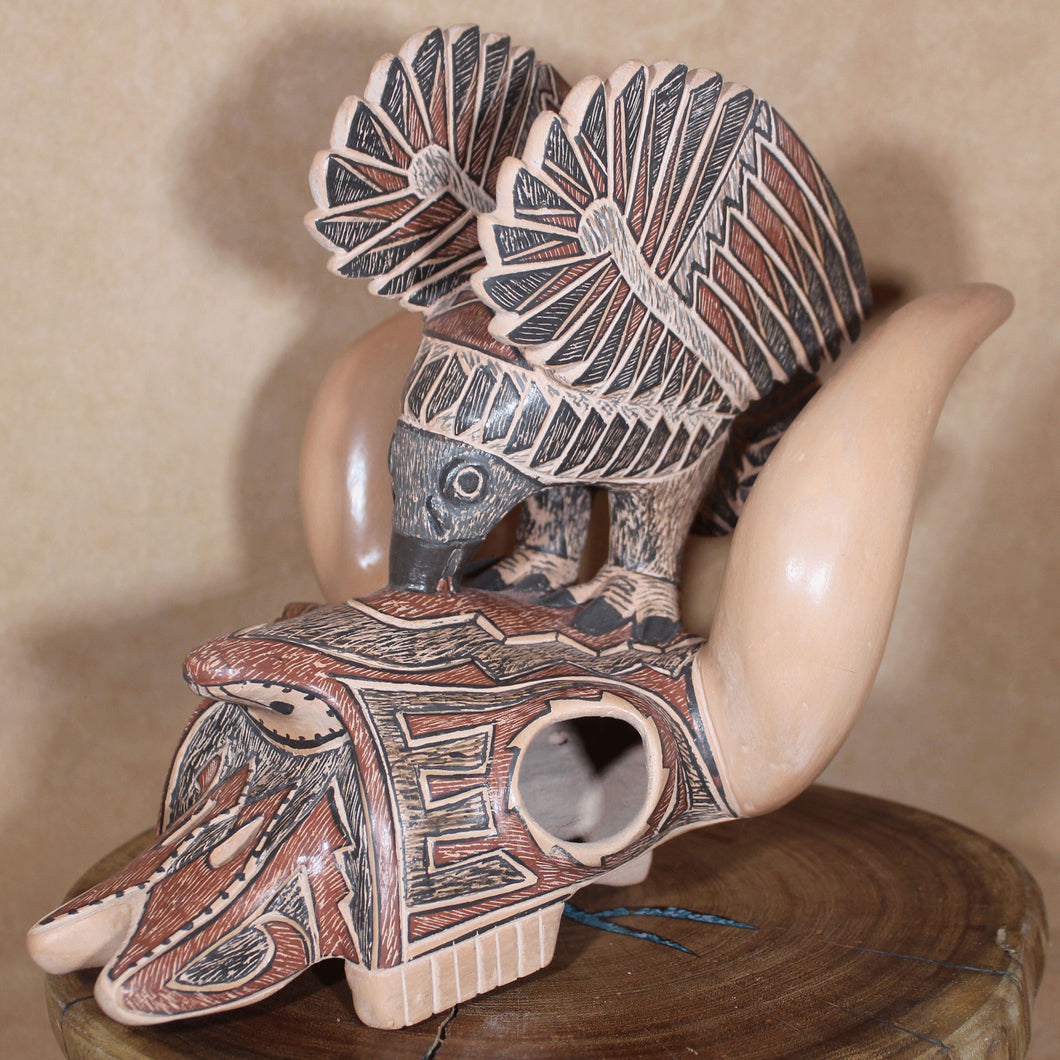 Bird on Skull - 2024 Award Winner - Mata Ortiz Cultural Folk Art