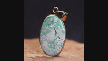 Load and play video in Gallery viewer, Chrysoprase Stone Oval Pendant Mint Julip Green- Charles Albert Studios

