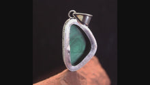 Load and play video in Gallery viewer, Malachite Stone Pendant Wrapped in Fine Silver Gallery Work
