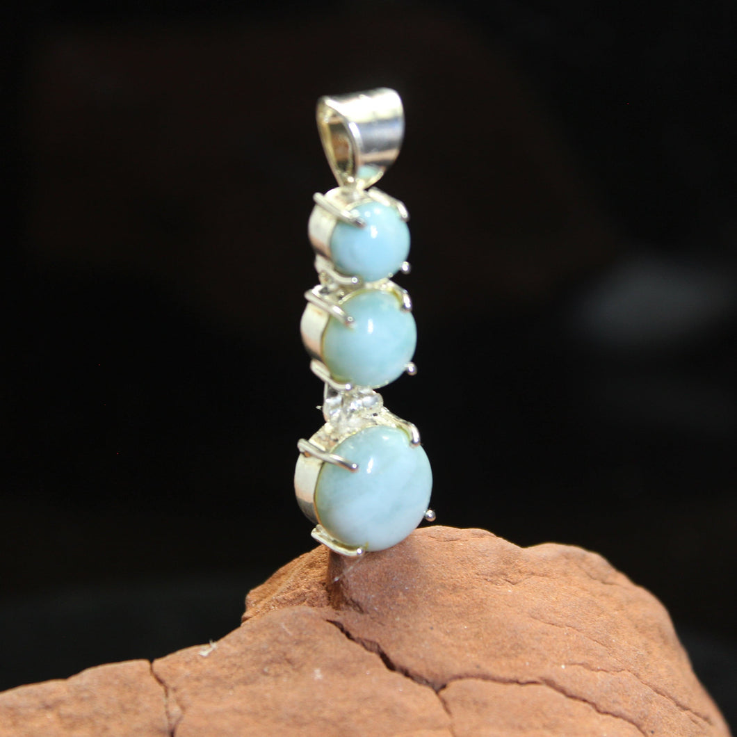 3 Piece Light Blue Larimar Pendant in Sterling Silver.