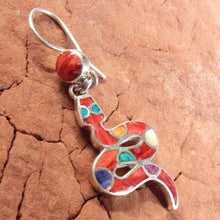 Load image into Gallery viewer, Red-Orange Incan Snakes Earrings &amp; Pendant - Urin Huanca.
