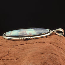 Load image into Gallery viewer, Sterling Silver Aztec Lapis Oval Pendant - Charles Albert.
