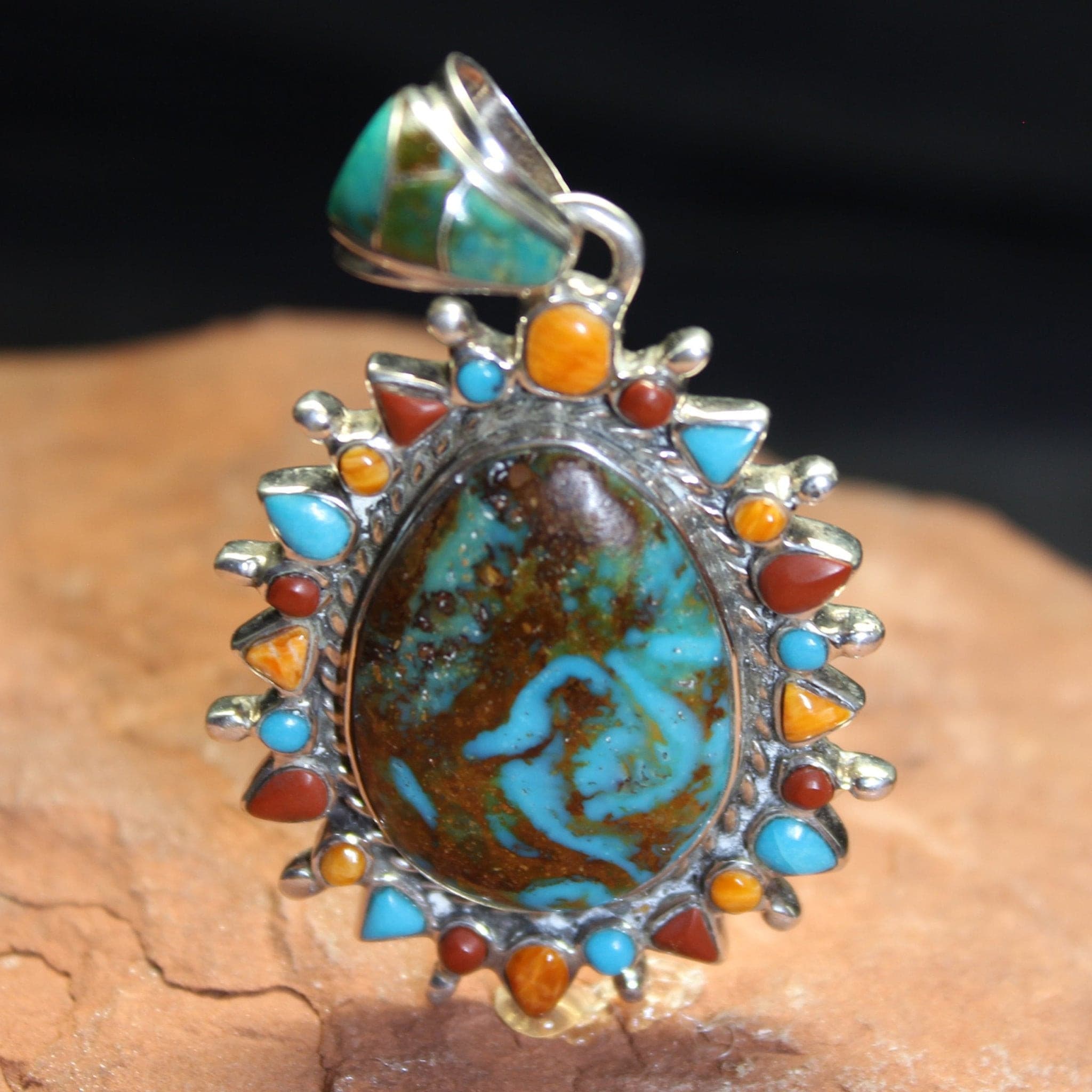 Ed Lohman Sunburst Inlay Pendant set in Sterling Silver