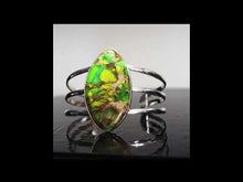Load and play video in Gallery viewer, Sterling Silver Forest Green Jasper Cuff - Charles Albert - Fine Jewelry
