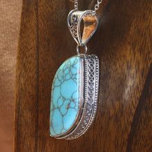 Load image into Gallery viewer, Howlite Blue Stone Sterling Silver Pendant - Kashmir Connection.
