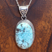 Load image into Gallery viewer, Oval Turquoise Pendant in Silver - Kashmir Connection.
