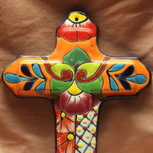 Load image into Gallery viewer, Talavera Pottery Mexican Religious Art Christian Cross 
