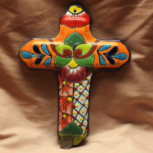 Talavera Pottery Mexican Religious Art Christian Cross 