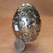 Load image into Gallery viewer, Pyrite Crystal Egg Yellow Fools Gold Peruvian Original.
