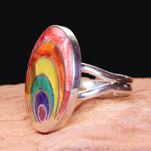 Peruvian Rainbow Ring - Urin Huanca Studios.