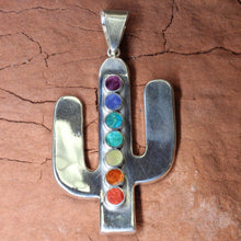 Load image into Gallery viewer, Incan Cactus Pendant - Sterling Silver Precious Gemstones - Urin Huanca.
