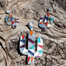 Load image into Gallery viewer, Pachamama Chakana Inca Empire Cactus Pendant &amp; Matching Earrings 
