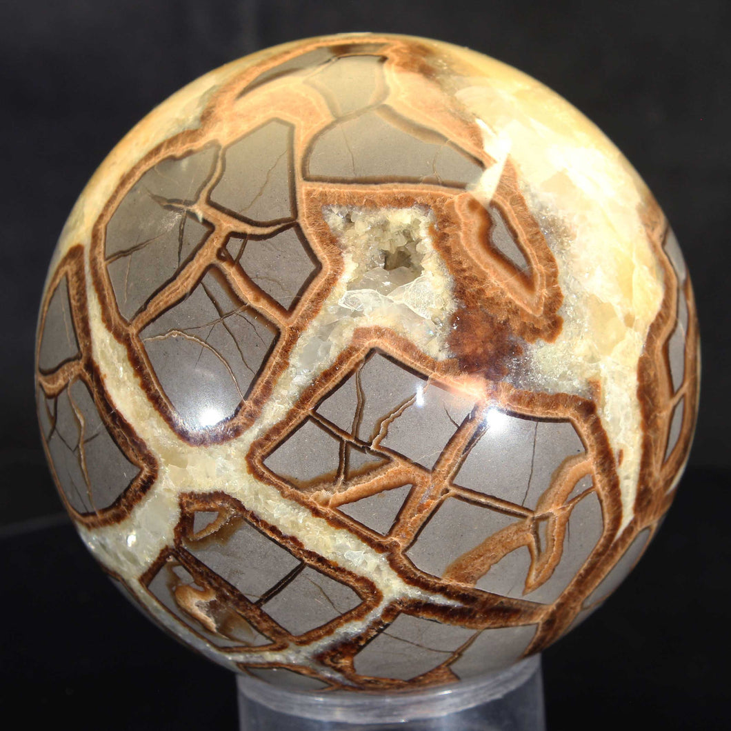 Septarian Geode Sphere with Highly Evolved Alligator Skin Pattern