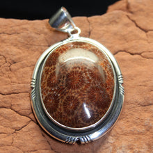 Load image into Gallery viewer, Sterling Silver Chestnut Fossil Coral Pendant - Charles Albert - Desert Buckeye Gallery
